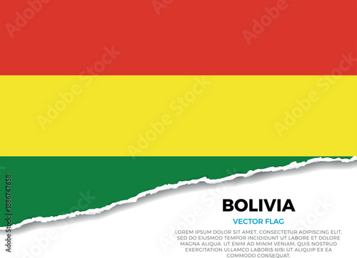 Flag of Bolivia. Creative Torn Paper Edge Effect on transparent background