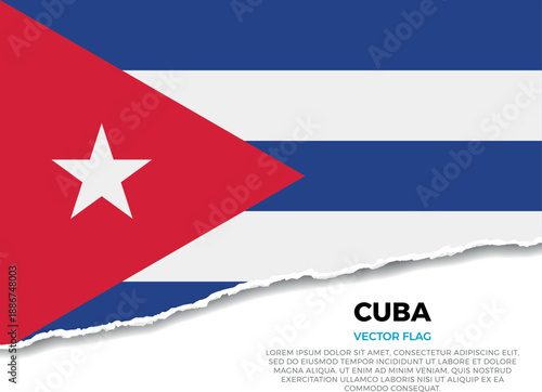 Flag of Cuba. Creative Torn Paper Edge Effect on transparent background