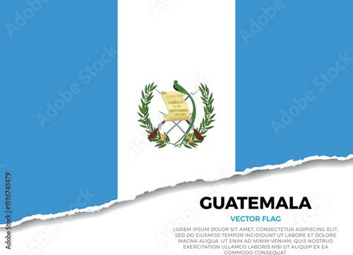 Flag of Guatemala. Creative Torn Paper Edge Effect on transparent background