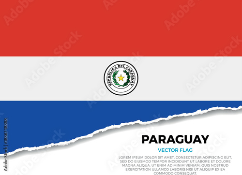 Flag of Paraguay. Creative Torn Paper Edge Effect on transparent background