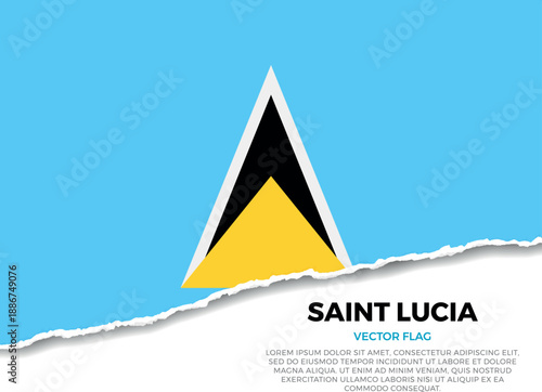 Flag of Saint Lucia. Creative Torn Paper Edge Effect on transparent background