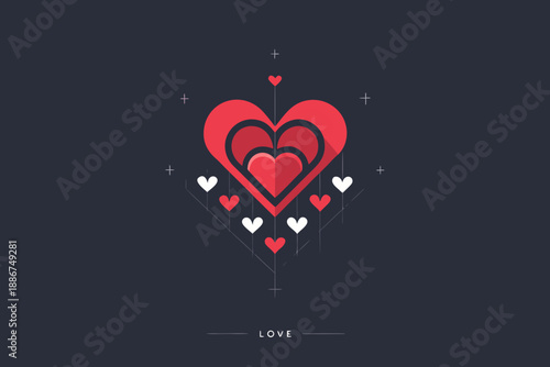 refined love mark with falling hearts