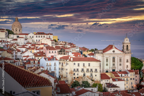 Sunset View from Miradouro das Portas do Sol in Lisbon