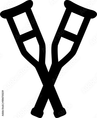 A black silhouette of a pair of crutches