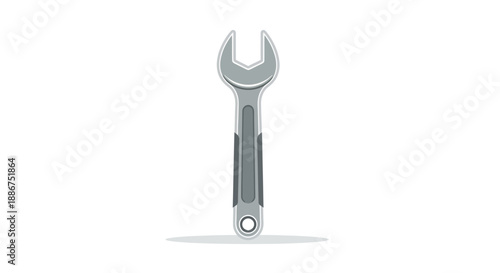 Illustration of a gray wrench on white background.