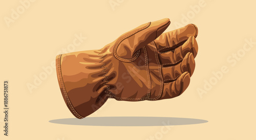 Illustration of a brown leather work glove.