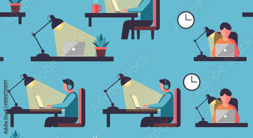 People are working at home on their laptops.