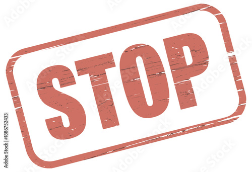 STOP rubber stamp, vintage red texture illustration, old style frame, warning and caution graphic, distressed stamp design, office document alert, retro concept