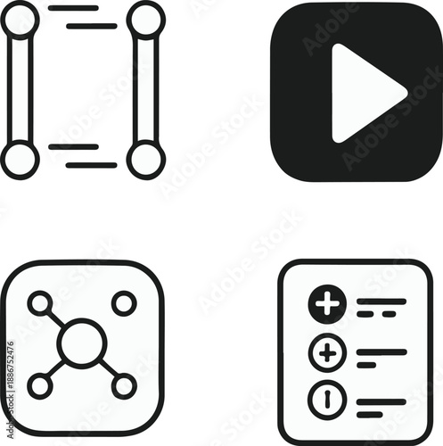 coding brackets, bug fix, mobile app, software update, clean black and white line art, vector style, consistent stroke width, minimal design