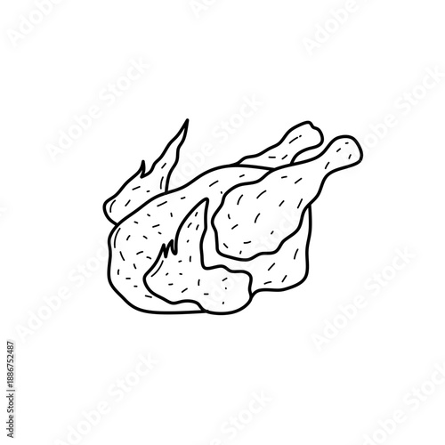 Seamless pattern of chicken legs. Hand drawing Doodle chicken legs. Fried chicken doodle pattern background. Fried chicken Seamless Pattern for coloring kids books