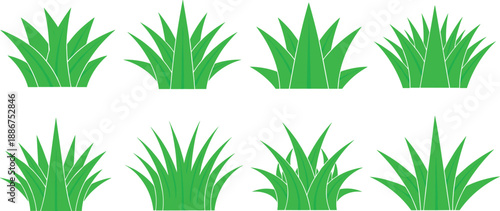 Grass cartoon set, editable vector clipart, green tufts, stylized blades, nature element, landscape asset, outdoor, environment, design