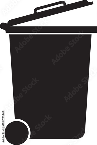 Large wheeled recycling trash garbage container silhouette vector illustration waste management icon