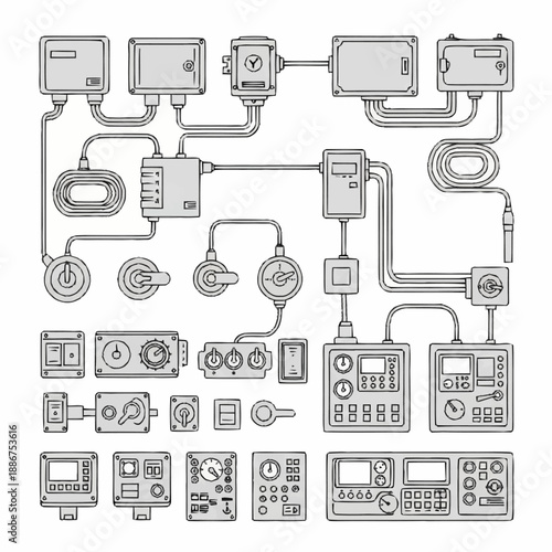 Technical Diagram of Electronic Control System Components.