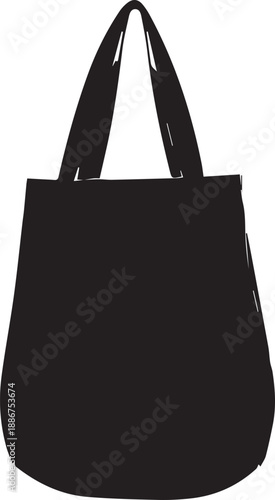 Reusable cloth tote bag vector silhouette illustration for eco friendly shopping concept
