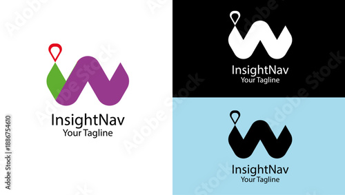 InsightNav logo, I letter logo, I monogram logo, I initial logo, N letter logo, N monogram logo, N initial logo, W letter logo, W monogram logo