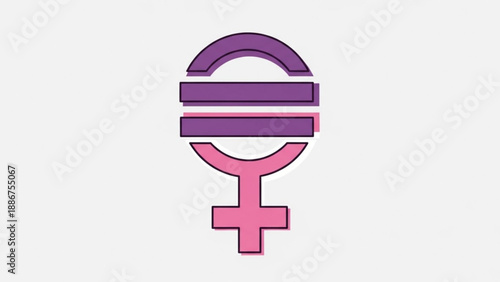 Female Gender Symbol with Pride Rainbow Colors Isolated on White Background
