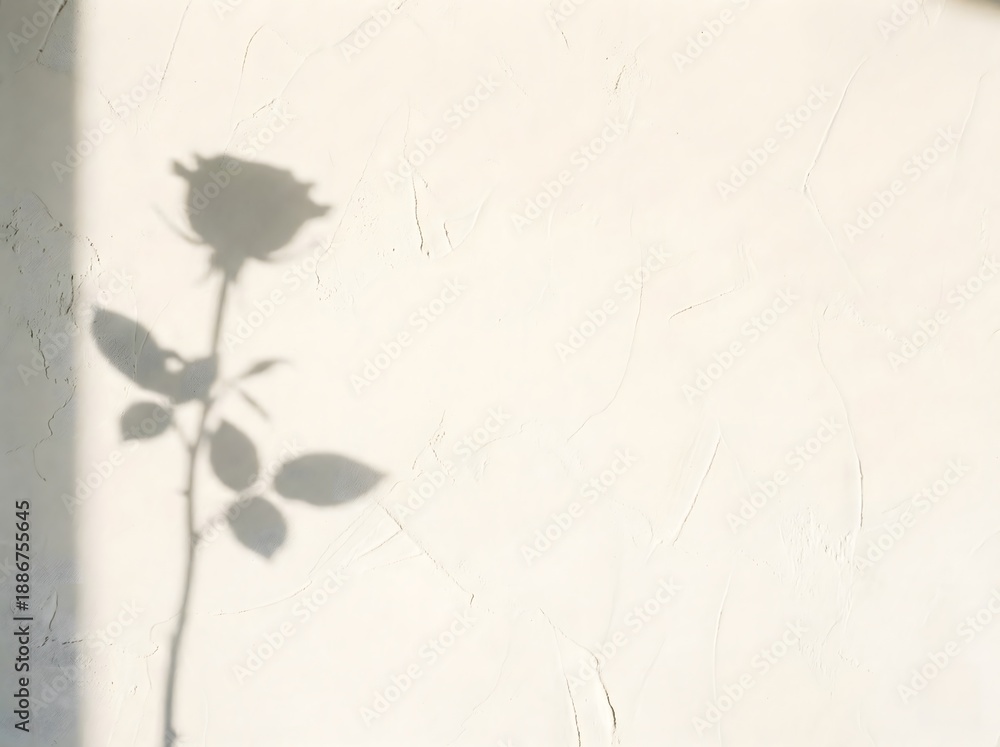 Naklejka premium Soft Rose Shadow on Textured Wall