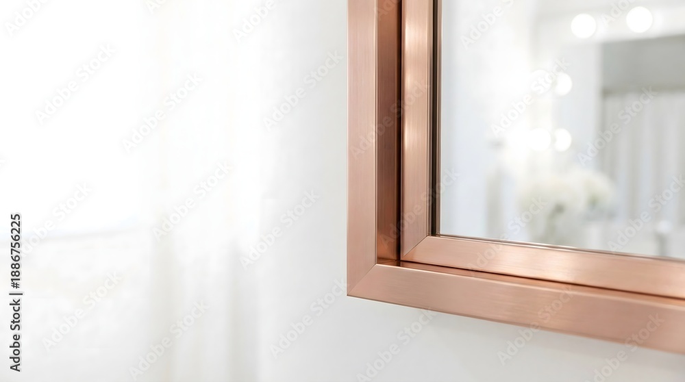 Fototapeta premium Rose Gold Mirror Frame Detail in Modern Luxury Interior