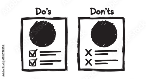 Smiley face checklist with do's and don'ts on white background