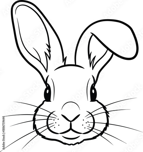 Easter sunday bunny face illustration for kids coloring pages