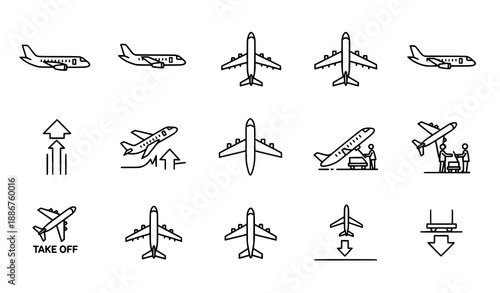 Car multi-view line icon set vector