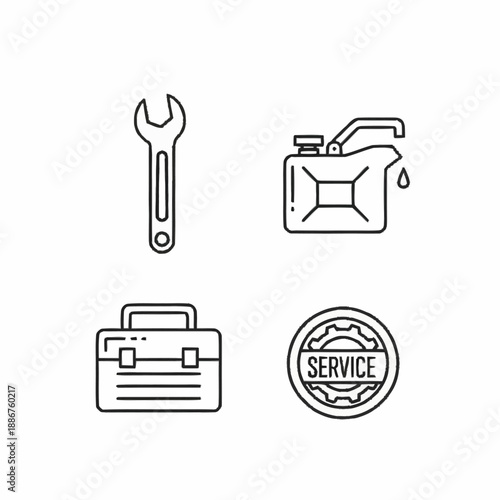 Wrench Toolbox Gas Can Service Icon.