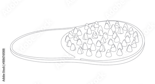 Simple outline of a foot massage tool with a textured surface.