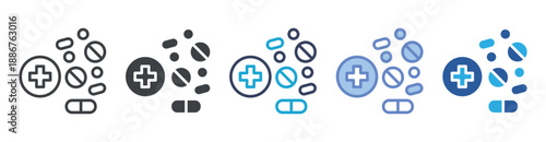 Medicine icon set multiple style collection