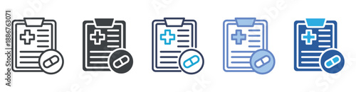 Prescription icon set multiple style collection
