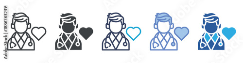Doctor icon set multiple style collection