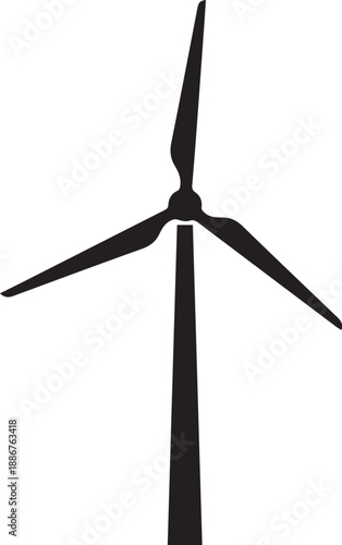 Wind turbine silhouette vector illustration for renewable energy power generation