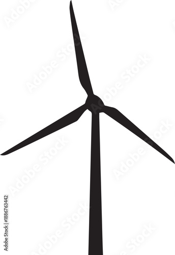 Wind turbine silhouette vector illustration icon symbol renewable energy source generator black
