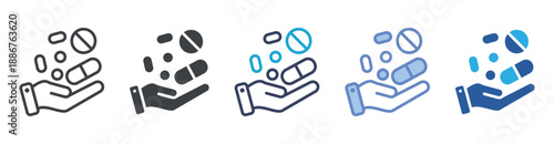 Pills icon set multiple style collection