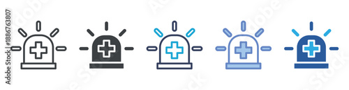 Emergency icon set multiple style collection