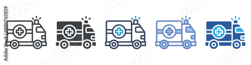 Ambulance icon set multiple style collection