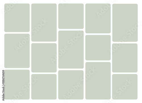 Vertical Light Green Modular Photo Gallery Grid Layout Template for Portfolio Display.