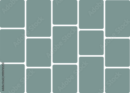Vertical Dull Turquoise Modular Photo Gallery Grid Layout Template for Portfolio Display.