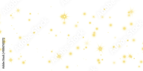 Canvas Print Dust particles, soft flashes of light and small golden yellow stars scattered on a transparent PNG background