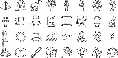 set of icons of ancient egypt
