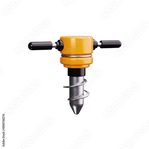 Industrial drilling equipment with a yellow top and metal auger for construction and heavy-duty applications