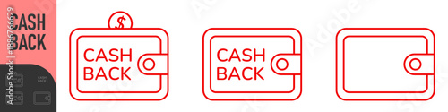 Cash back service. Saving money concept. Cashback icon with wallet and coins. Money refund label. Online cash back. Money economy service, shopping partner program. Save savings. Vector illustration