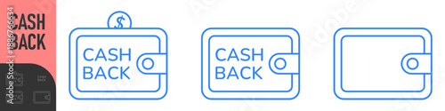 Cash back service. Saving money concept. Cashback icon with wallet and coins. Money refund label. Online cash back. Money economy service, shopping partner program. Save savings. Vector illustration