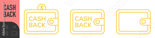Cash back service. Saving money concept. Cashback icon with wallet and coins. Money refund label. Online cash back. Money economy service, shopping partner program. Save savings. Vector illustration