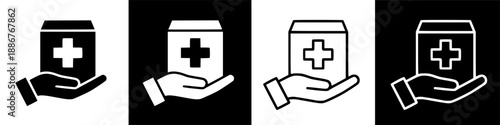 Hand Offering Medical Aid Package Icon - Healthcare Delivery and Support Symbol
