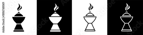 Stylized Incense Burner Icons Emitting Fragrant Smoke for Spiritual Rituals