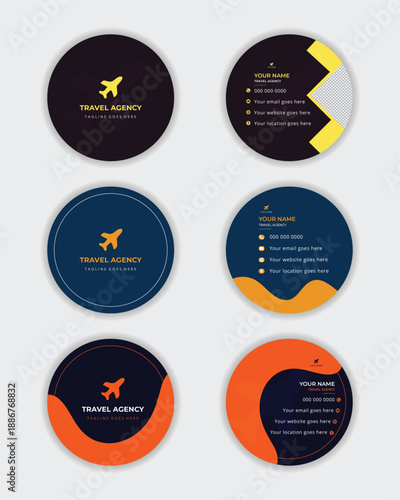 Travel Promotion Business Card Circle Agency Design
