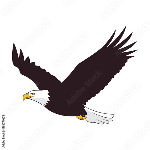 Bald eagle vector illustration perched on branch against white background design