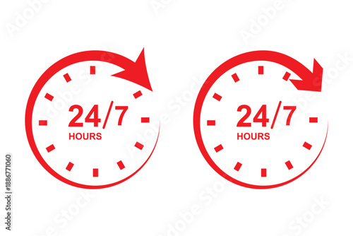 24 Hour and 24/7 Service Icons