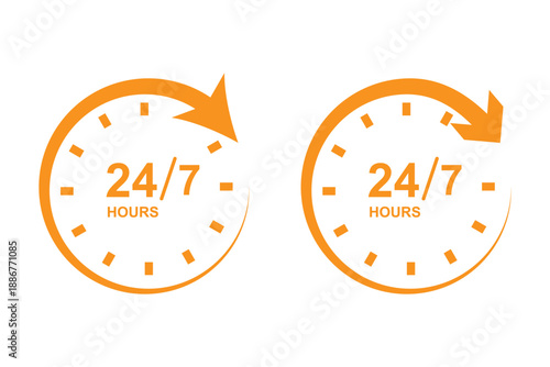 24 Hour and 24/7 Service Icons