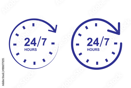 24 Hour and 24/7 Service Icons